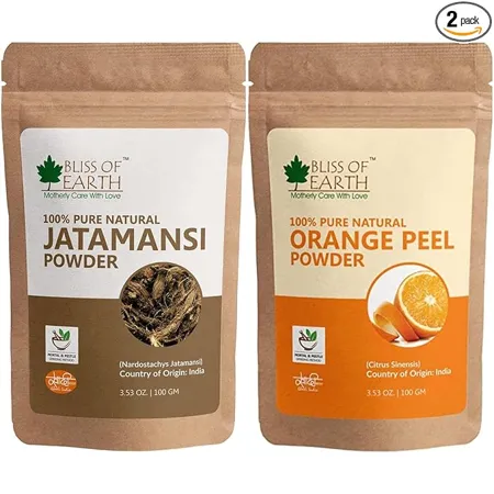 Bliss of Earth Natural Jatamansi Powder Orange Peel Powder 100GM Best For Naturally Glowing Skin Hair Conditioning Skin Care Pack Of 2 