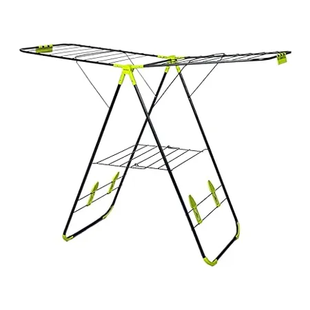 BonKaso Premium Steel Foldable Cloth Dryer Stand for Drying Clothes Steel Black Green 
