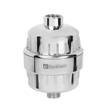 Bonkaso SF 01 ABS Plastic Universal Shower Tap Water Softener for Hard Water with Replaceable 15 Stage Cartridge Filtration Chrome Finish Pack of 1 