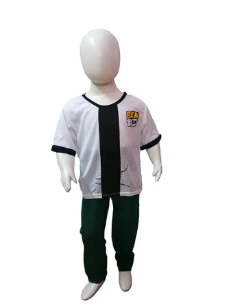 BookMyCostume Green White Cartoon Kids Fancy Dress Costume