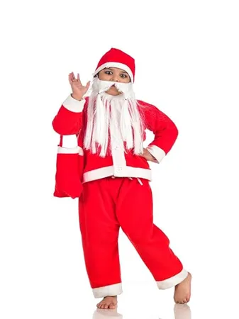 BookMyCostume Santa Claus With Beard Complete Set Christmas Kids Adults Fancy Dress Costume Premium