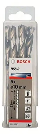 Bosch Professional Metal Drill Bits HSS G With Diameter 10mm Working Length 87mm Total Length 133mm Pack Of 5