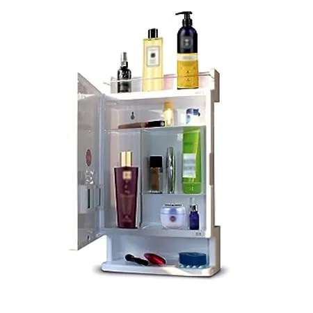 Branco Rich Look Bathroom Organizer Bathroom Mirror Bathroom Cabinet with Mirror Plastic Corner Cabinet with Mirror Standing Mirror with Storage Washroom Mirrors White 