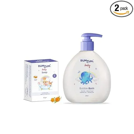 Bumtum Paraben Free Baby Soap 50Gram Pack of 1 Baby Bubble Bath 200 ML Combo