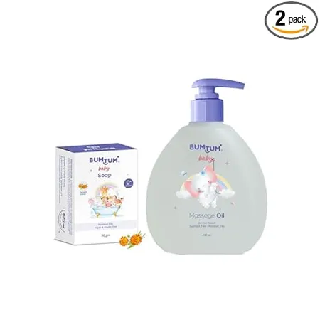 Bumtum Paraben Free Baby Soap 50Gram Pack of 1 Baby Massage Oil 200 ML Combo