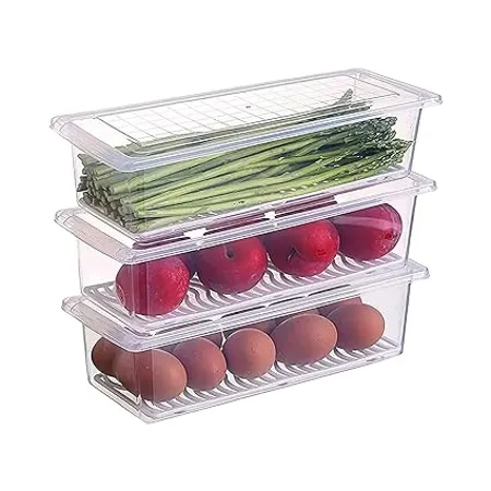 CBK Fridge Storage Box Fridge organizer Food Storage Container Stackable Plastic Fish Meat Vegetables Fruits Freezer Storage Container for Kitchen Pack of 1 