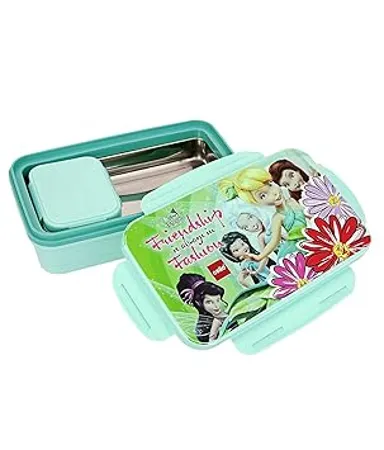 CELLO HI Lunch Big Deluxe Insulated Lunch Box with Inner Steel and Stainless Steel Veg Box Attractive Fairies Print Aqua Marine