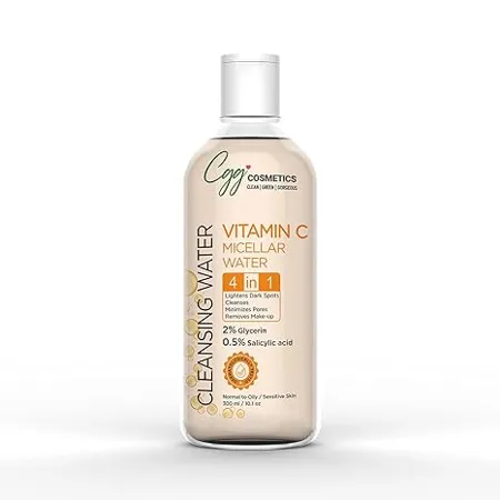 CGG Cosmetics Vitamin C Micellar Cleansing Water 4 In 1 Skin Brightening Removes Makeup Minimizes Pores With Anti Aging Formula For All Skin Types 300ml