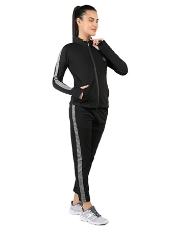 CHKOKKO Women Sports Zipper Running Winter Track Suit Set