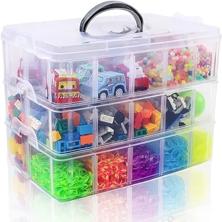 CLOUDMART Plastic Transparent Earring Storage Box 3 Layer with 30 Grid Portable Jewelry Craft Accessories Storage Box with Collapsible and Removable Dividers 30 Grid Multi Color 