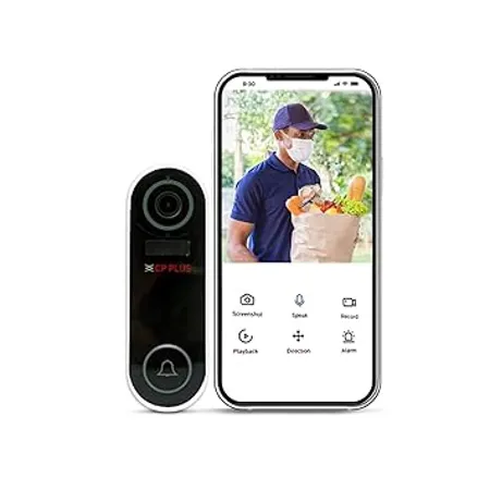 CP PLUS Smart WiFi Wireless Video Doorbell 2MP Full HD Video Super Wide View Angle Night Vision Real Time Two Way Audio SD Slot up to 128GB 20 Chime Melodies CP L23 Black