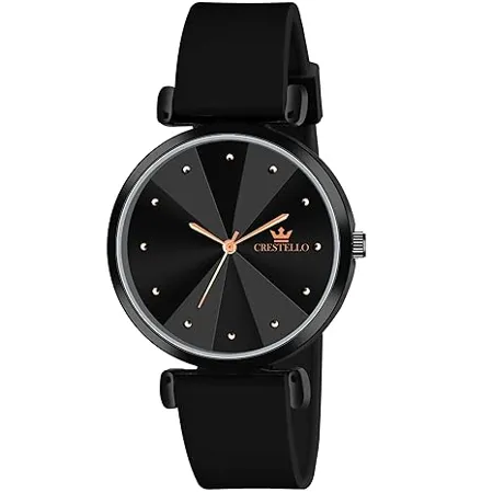 CRESTELLO Silicone Strap Analog Wrist Watch for Women Black Blue Green Brown CR Ck137