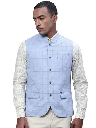 Cantabil Men Sky Blue Waist Coat P MWCF00004 SKYBLUE 