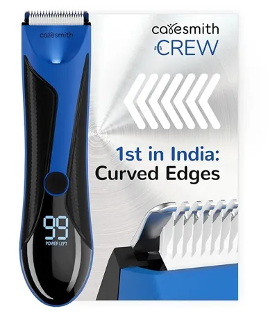Caresmith Crew Manscaping Body Trimmer Men Rechargeable Curved Edges for Extra Safety 7000 RPM Balls Trimmer for Pubic Hair Private Parts Trimming Body Hair Remover for Intimate Trimming