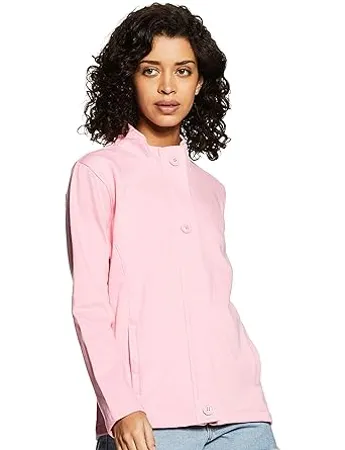 Cazibe Women s Fleece Hooded Neck Sweatshirt 308BOU Pink Large Pink L 