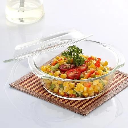 Cello Angelica Round Glass Casserole with glass lid Pack of 1 750ml Clear