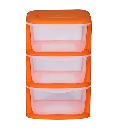 Cello Cuboid Storage Unit with 3 Drawers Orange 