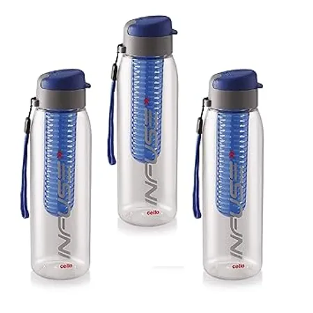 Cello Infuse Plastic Water Bottle Set 800ml Set of 3 Blue