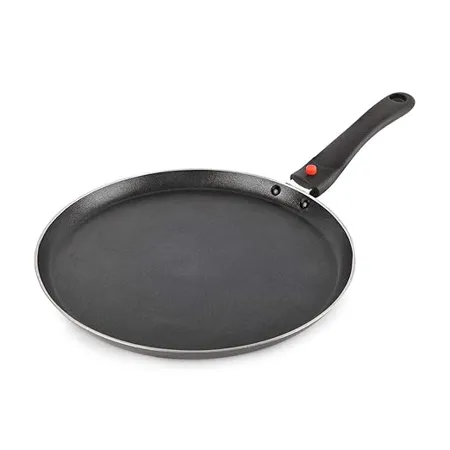 Cello Non Stick Dosa Tawa Induction Base with Detachable Handle 280 mm Hammered Toned Aluminium Black