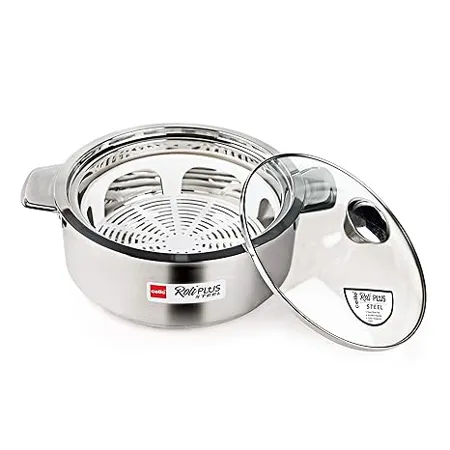 Cello Roti Plus Big Stainless Steel Double Walled Casserole Insulated 2500ml 1pc Silver Solid