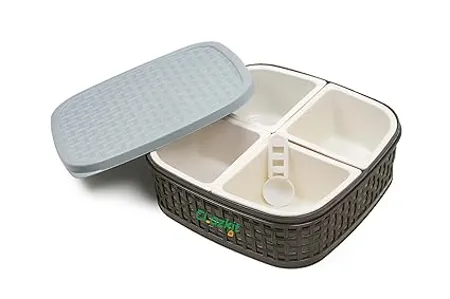 Clazkit Plastic Dry Fruit Masala Box 4 Sections Multipurpose Box Color May Vary