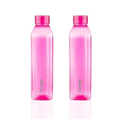 Clazkit Venice Plastic Water Bottle Pack of 2 Cherry Red 1 Litre
