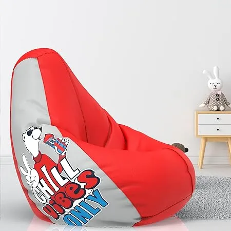 ComfyBean Bag with Beans Filled 4XL Official Jack Mayers Bean Bags for Adults Max User Height 5 5 6 Ft Weight 70 99 Kgs Model Chill Vibes Only Red Light Grey 