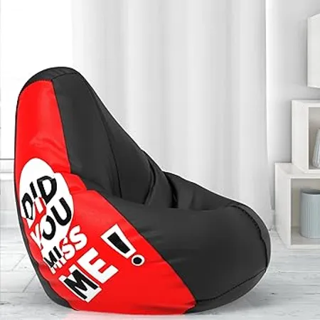ComfyBean Bag with Beans Filled XXXL Official Jack Mayers Bean Bags for Young Adults Max User Height 5 5 8 Ft Weight 60 70 Kgs Model Did You Miss me Black Red 