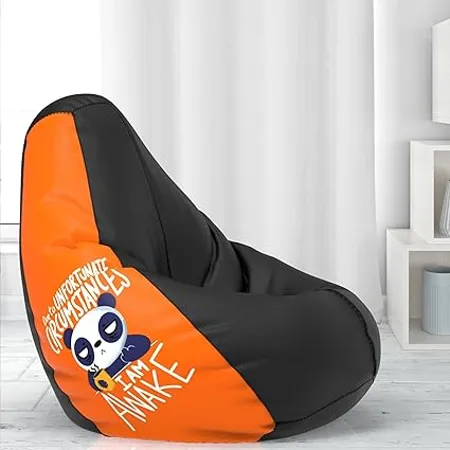 ComfyBean Bag with Beans Filled XXXL Official Jack Mayers Bean Bags for Young Adults Max User Height 5 5 8 Ft Weight 60 70 Kgs Model I am Awake Black Orange 