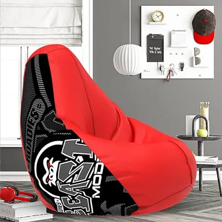 ComfyBean Bag with Beans Filled XXXL Official Roadies Bean Bags for Young Adults Max User Height 5 5 8 Ft Weight 60 70 Kgs Model Roadies Artwork 4 Red 