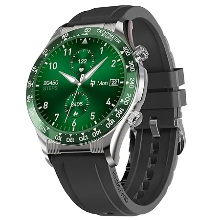 CrossBeats Monarch Metal Strap 1 43 UHD Infinite Display Smartwatch Luxury Stainless Steel Design Advanced Bluetooth Calling 700 Nits 125 Sports Modes Spo2 Tracking 360 360 Pixels Green 