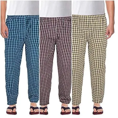 DIGITAL SHOPEE Men s Cotton Checkered Pajama Lower Pant Color Multicolor Pack of 3
