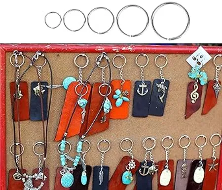 DIY Crafts Split Key Ring with Chain Set Metal Flat Keychain Rings 1 Inch with Open Jump Rings and Screw Eye Pins Bulk Colors for Resin Jewelry Making DNo 3 1 Pc Antique God 