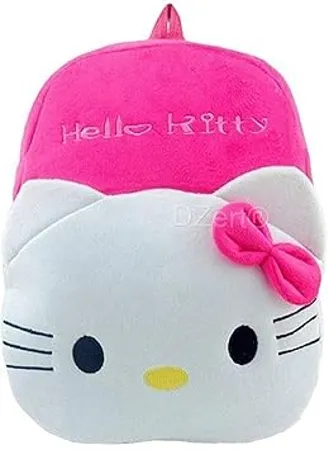 DZert Hellokitty Kids Bags for School Baby Boys Girls Velvet Backpack Pink 