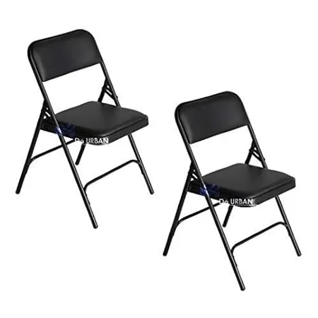 Da URBAN Folding Leatherette Chair Black Set of 2 