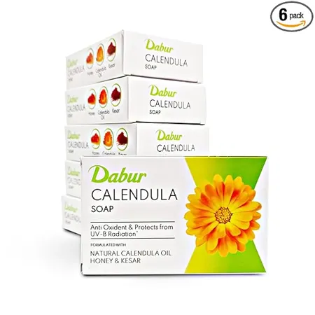 Dabur Calendula Soap 450g Pack of 6 75g each Power of Soothing Calendula Oil For Scarring Sunburn Reduces Acne Blemishes Calms Replenishes Skin For All Skin Types