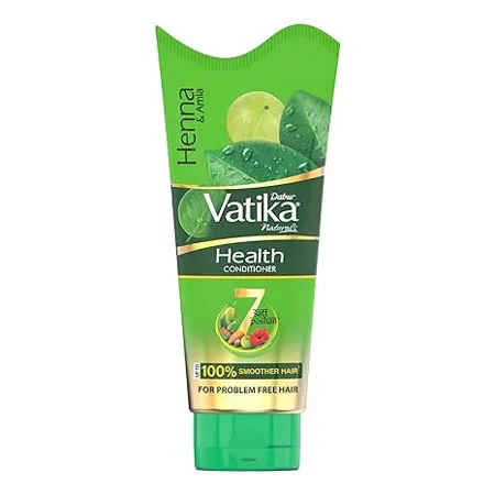 Dabur Vatika Health Conditioner 180ml With 7 natural ingredients For Smooth Shiny Nourished Hair Repairs Hair damage Controls Frizz For All Hair Types Goodness of Henna Amla