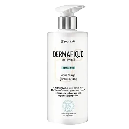 Dermafique Aquasurge Body Serum 300 ml for Normal Skin Hydrating and Moisturing Body Lotion With 10 X Vitamin E Repairs skin cell damage Dermatologist Tested