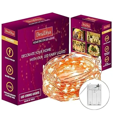 Desidiya 3AA Battery Powered Copper String Decorative LED Fairy Lights Warm White 10 Meters 100 LED s Pack of 1 