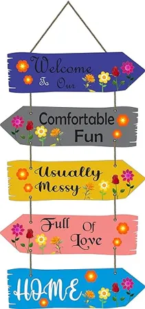 Dinine Craft Decorative Wall Hanging Wooden Art Decoration Item Wall Hanging For Bedroom and Home Decor Quotess Decor Wall Art for Home Mdf Wall Decor 5 Plates