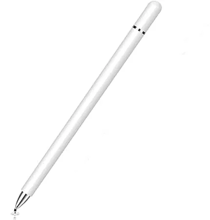 Dyazo Aluminum Super Light Weight Capacitive Stylus Pen for Touch Screen Devices with Fine Point Disc Compatible with All iOS and Smart Android Phone Tablets Non Magnetic White 