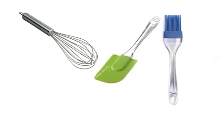 Dynore Silicone Bakeware Set 2 Pack Combo 1 Set Silicone Spatula Brush Set 1 Pcs Steel Whisker Best Kitchen Combo Random Colors 