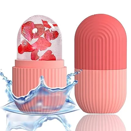 E COSMOS Ice Face Roller Massager Ice Cube Roller For Face Eyes And Neck Naturally Conditioning And Skin Care De Puff Eye Bags Reduce Migraine Pain Reusable Massage Silicone Ice Mold Multicolor 