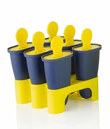 E COSMOS Set of 6 Plastic 100 Food Grade Homemade Reusable for Home Kitchen Ice Lolly Mould Popsicle Frozen Ice Cream Ice Pop Makers Kulfi Candy Mould Tray for Children Adults Multicolor
