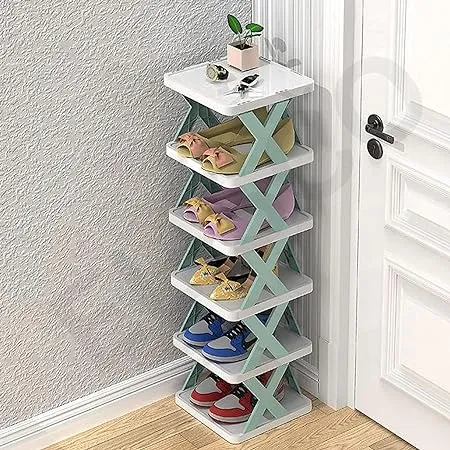 ELISCO Layer Shoes Stand Plastic Adjustable Shoe Rack Folding Shoe Rack Easy Assembly and Stable in Structure Corner Storage Cabinet for Saving Space Multicolor 6 Layer Shoes Rack 