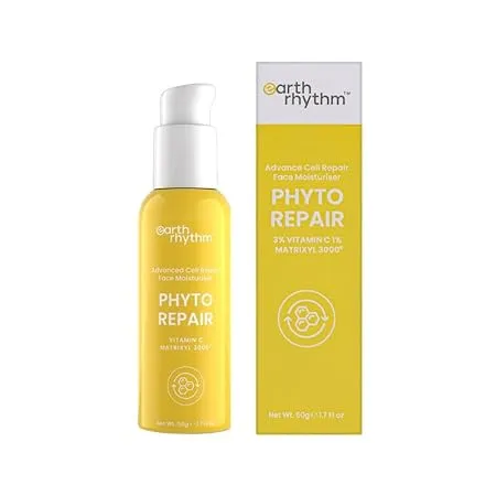 Earth Rhythm Vitamin C Moisturizer for Glowing Skin Hydrates Moisturizes Brightens Skin Matrixyl 3000 For dry dull and pigmented skin Men Women Non Comedogenic 50 gm