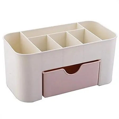 Entisia Plastic Cosmetic Storage Box 1 Pcs Multi Functional Make Up Cosmetic Drawer Type Storage Box Case Holder Stand for Brush Pen Jewelry Lipstick Dressing Table Bedroom Home Assorted 