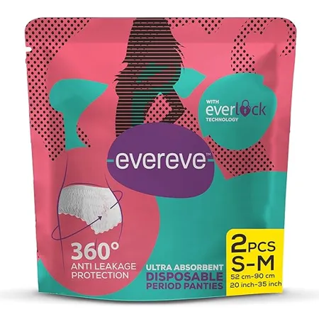 EverEve Ultra Absorbent Disposable Period Panties S M 2 s Pack 0 Leaks Sanitary protection for women Girls Maternity Delivery Pads 360 Protection Postpartum Overnight use Heavy Flow