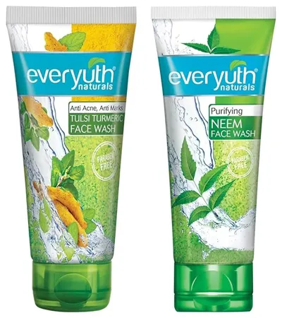 Everyuth Naturals Anti Acne Anti Marks Tulsi Turmeric Face Wash 150gm Tube Everyuth Naturals Purifying Neem Face Wash 150gm Tube
