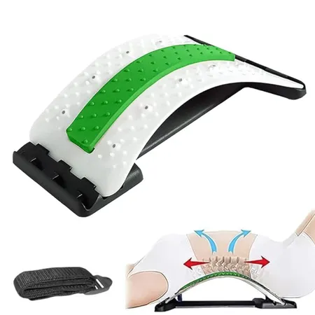 Expertomind Back Stretcher With Magnetic Acupressure Points For Back Pain Relief Posture Support Adjustable with Chair Strap Durable ABS Material 96 Pressure 10 Magnetic Points